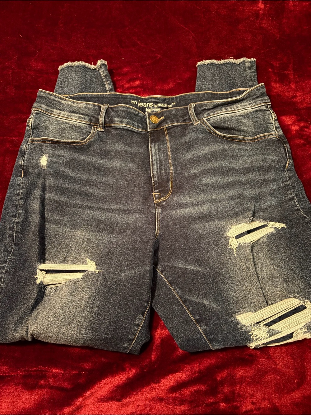 Maurices Dark Blue Skinny Distressed Jeans